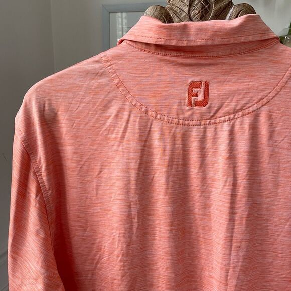 FootJoy Orange Heather Moisture Wicking Polo Golf Shirt Orchard Lake CC - Picture 4 of 7